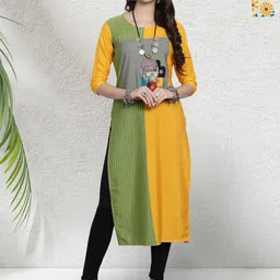 HERE&NOW Women Pack Of 2 Colourblocked Printed Daily Straight Kurtas-image-26