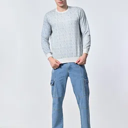 BAESD Men Abstract Printed Round Neck Fleece Pullover Ribbed Sweatshirt-picture-28