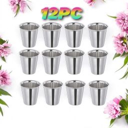Pack of 12 Stainless Steel 12pc stainless steel 120ml tea cup/coffee cup daily use chrome finish-19