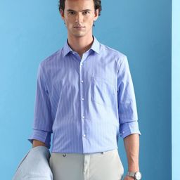 Arrow Men Classic Fit Vertical Striped Spread Collar Formal Shirt-image-75