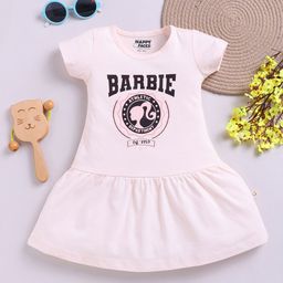 Happy Faces Girls Barbie Printed Pure Cotton Fit & Flare Dress-picture-34