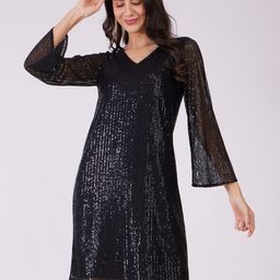 FableStreet Women Net SequinSheath Dress-image-31