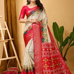 HERE&NOW Ethnic Motifs Zari Silk Cotton Kanjeevaram Saree-picture-51