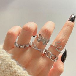 Arzonai Set Of 7 Silver Ring-6