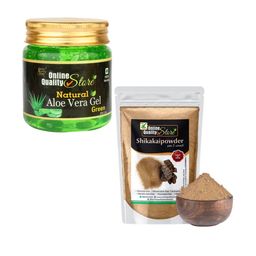 Online Quality Store Set Of 2 Aloe Vera Gel & Shikakai Powder - 200 g Each-2