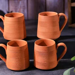 The handicraftian Terracotta NAWABI Coffee Mug SET 0F 4-1