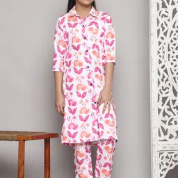 LADY SHOPI Girls Ethnic Motifs Printed Regular Kurta with Trousers-image-38