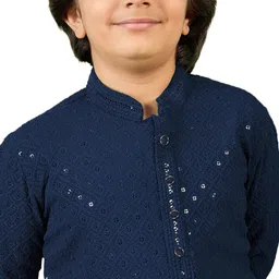 SG YUVRAJ Boys Embroidered Regular Sequinned Kurta with Pyjamas image 3