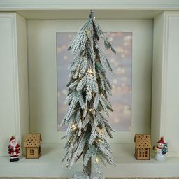 Little Surprise Box LLP Green & White Frosty Downward Branches Table Top Christmas Tree-picture-52