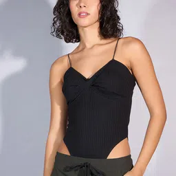 SASSAFRAS Self Design Sweetheart-Neck Bodysuit-image-26