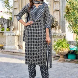 Moda Rapido Women Floral Printed Regular Kurta with Trousers & With Dupatta-image-57