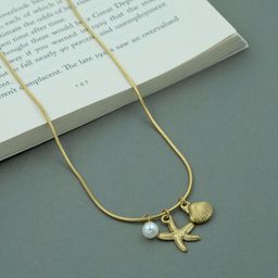 ARTKLIM Stainless Steel Gold-Plated Ocean Treasure Charm Pendant-image-8