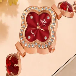 Exotica Fashion Women Stainless Steel Embellished Straps Digital Watch EX-238-RG Red-image-54