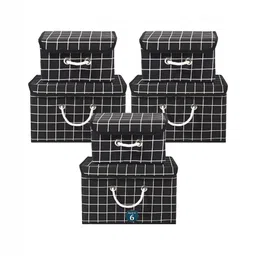Aura Black Set of 6 Reusable Drawer Organiser Organisers-57