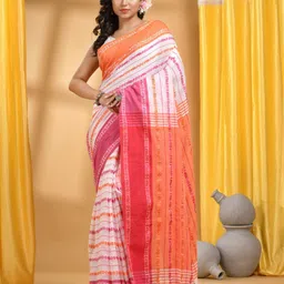 DESH BIDESH Ethnic Motifs Printed Pure Cotton Handloom Taant Saree-image-88