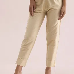 Go Colors Women Solid Tapered Fit Mid-Rise Regular Trousers-image-45
