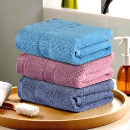 Kuber Industries Blue & Pink 3 Pieces Striped Cotton Anti-Bacterial 225 GSM Face Towels-image-81