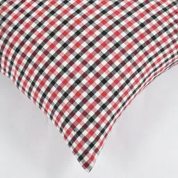 BIGGER FISH Red & Black Set of 5 Checked Square Cushion Covers image 4