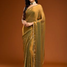 SHOPONBIT Women Embellished Crushed Poly Silk Saree-image-81