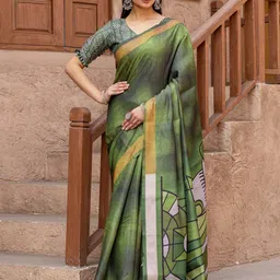 Mitera Silk Blend Block Print Saree-picture-0