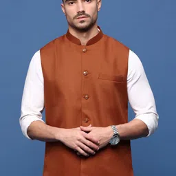 SHOWOFF Woven Slim-Fit Nehru Jackets-16