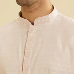 Manyavar Men Floral Woven Design Mandarin Collar Kurta With Pyjamas image 5