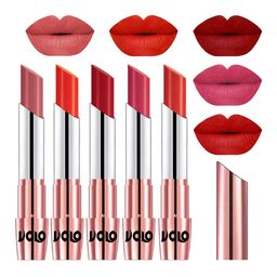 VOLO Set Of 5 Creme Matte Lipstick 3.5g Each -Light Peach-Coral-Tomato Red-Pink-Orange-14
