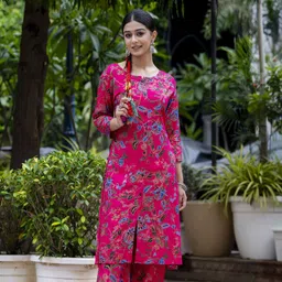 Shrivani Floral Printed Pure Cotton A-Line Kurta With Palazzo-14