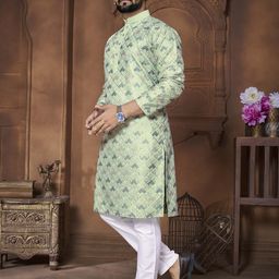 ATOXIC Men Lime Green Kurtas-image-93