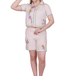 Kaajal by Vidhi Embroidered Shirt With Shorts Co-Ords-image-6