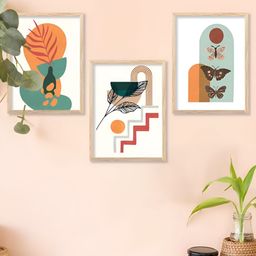 Kotart White & Orange 3 Pieces Modern Wooden Wall Arts-picture-32