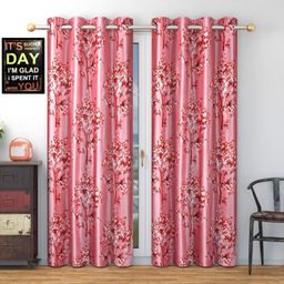 Galaxy Home Decor Maroon Set of 2 Floral Long Door Curtain-image-75