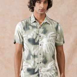 WROGN Men Comfort Slim Fit Abstract Printed Spread Collar Cotton Casual Shirt-picture-28
