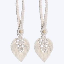 BLUE BEADS Off White Set of 2 Boho Curtain Tiebacks-picture-20