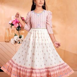 BAESD Girls Floral Printed Georgette Fit and Flare Maxi Dress-picture-49