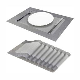 Baskety 8Pc Grey & Black Washable Table Placemats-51