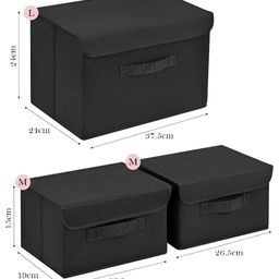 HOUSE OF QUIRK Black Set of 3 Regular Multi-Utility Organisers image 3