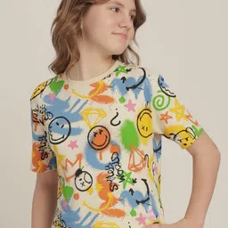Vero Moda Girls Graphic Printed Round Neck Pure Cotton T-shirt-picture-16