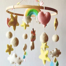 BABBLE WRAP Infants Hand Stitch Nursery Musical Cot Mobile Arm Battery Operated Music Box image 4