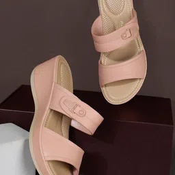 Bata comfit Solid PU Platform Sandals with Buckles image 1