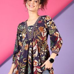 V-Mart Floral Printed V-Neck Kurti-picture-2