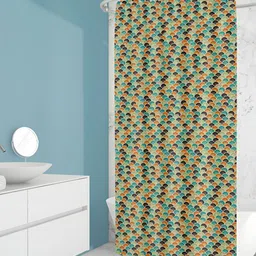 ArtzFolio Blue & Green Geometric Printed Waterproof Shower Curtain-image-57