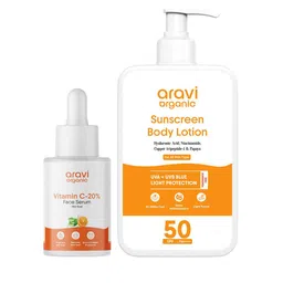 Aravi Organic Set Of 2 20 % Vitamin C Face Serum- 30 ml & Sunscreen Body Lotion- 200 ml-picture-15