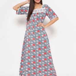 Clovia Printed Maxi Nightdress-image-50