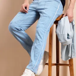 Mast & Harbour Men Raw Edge Seam Relaxed Fit Jeans-picture-36