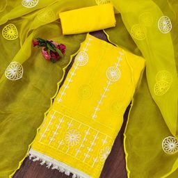 Ishin Embroidered Organza Unstitched Dress Material-picture-44