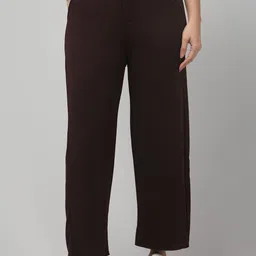 CROWN KING Women Solid Straight Fit Mid-Rise Casual Regular Trouser-image-95