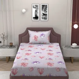 Bromwick Purple & Purple Printed 250 TC Microfiber Single Bedsheet Set 2.28 m x 1.52 m-41