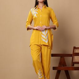 Lative Colours of Fashion Floral Embroidered Shirt And Trouser-image-85