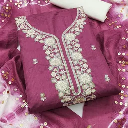LeeliPeeri Designer Embroidered Unstitched Dress Material-image-46